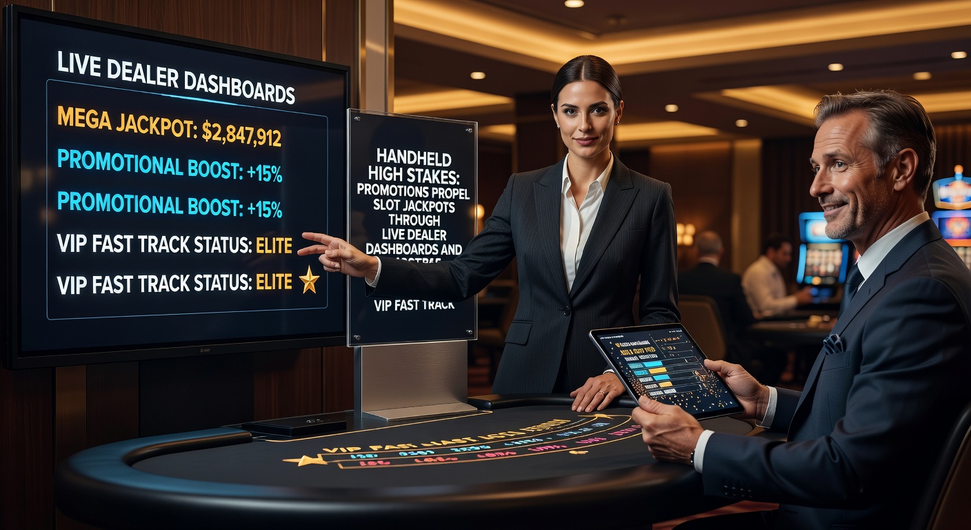Close-up of a VIP fast track interface on a smartphone, showing live dealer interaction, promotional jackpot boosts, and tier progression with glowing high-stakes slot reels in the background