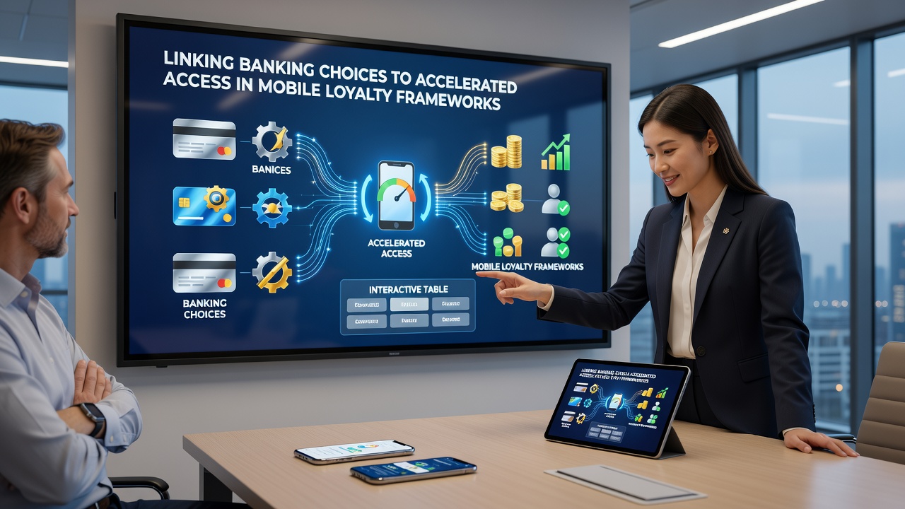 Loyalty dashboard on mobile device displaying accelerated access from integrated banking choices