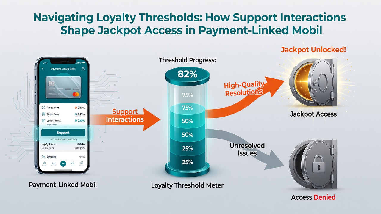 Mobile slot screen displaying loyalty progress bar connected to jackpot access levels after a support interaction