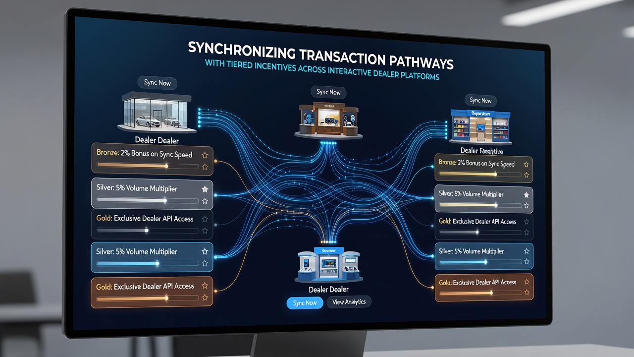 Live dealer platform interface displaying tiered incentives synchronized with transaction confirmations